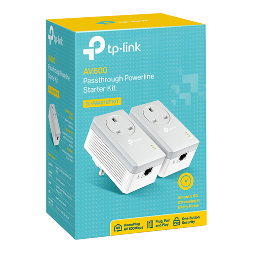 TP-Link TL-PA4010P KIT600M Powerline AC Pass-through,2 units